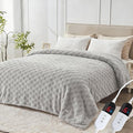 Electric Heated Blanket Queen Size Dual Control - Jacquard Checkered Sherpa 84"x90" Fast Heating Bed Blankets with 6 Heating Levels & 10 Hours Auto Off, Over-Heat Protection ETL, Light Gray
