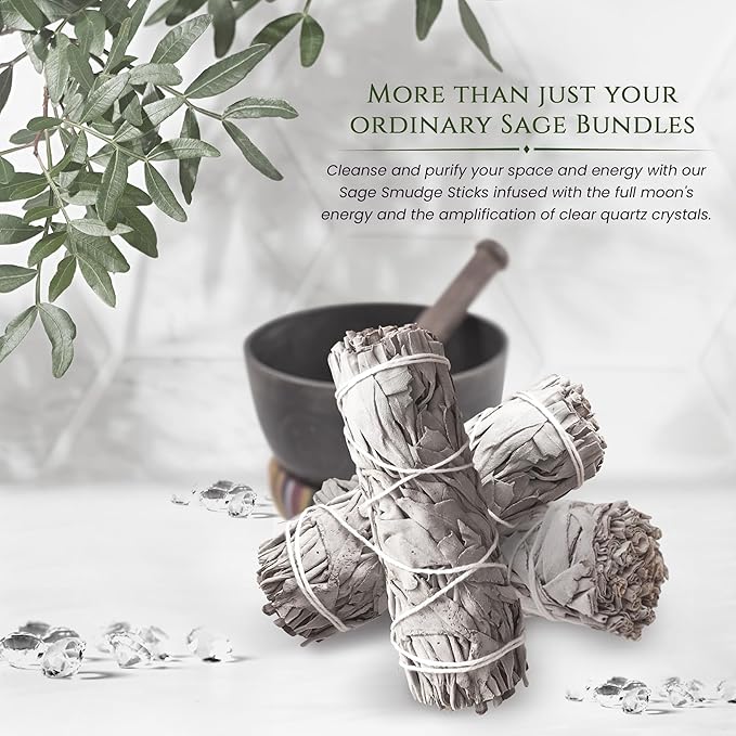 Native American Organic White Sage Smudge Sticks - Salvia Blanca para Limpiar - Sacred New Age Rituals for Energy Clearing, Meditation, Negative Energy Removal, Purification, Spiritual Healing. (3)