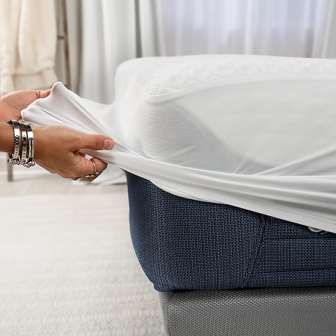 Bedgear Split Cal King Dri-Tec Mattress Protector – Waterproof, Breathable, Washable, Adjustable Base Compatible – Deep Pocket Fitted Pad Fits 18” Mattress – White