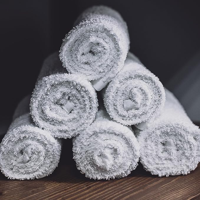(Pack of 12 White Bath Towels Bulk 24x48 Inches - Economy Cheap Bath Towels for Commercial Uses, Gym, Salon, Spa & Hair -Lightweight Bath Towels Quick Drying -Bath Towels Sets Bulk