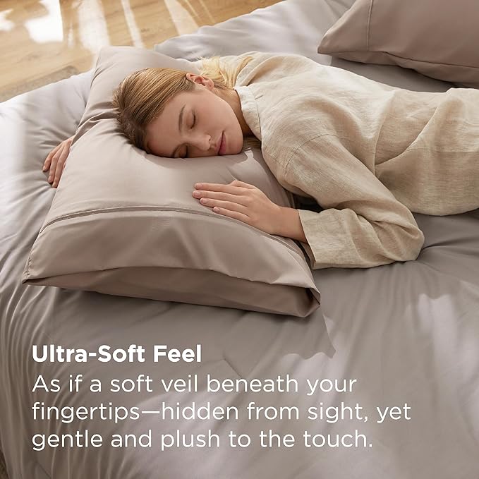 Bedsure Pillowcases Standard Size Set of 2 - Khaki Standard Pillow Cases 2 Pack 20 x 26 inches, Brushed Microfiber, Pillow Case Covers with Envelope Closure