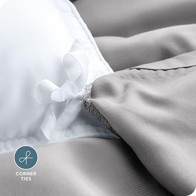 Bare Home Bedding Duvet Cover Queen Size - Premium 1800 Super Soft Collection - Lightweight, Cooling - Soft Breathable Bedding Duvet Cover (Queen, Light Grey)
