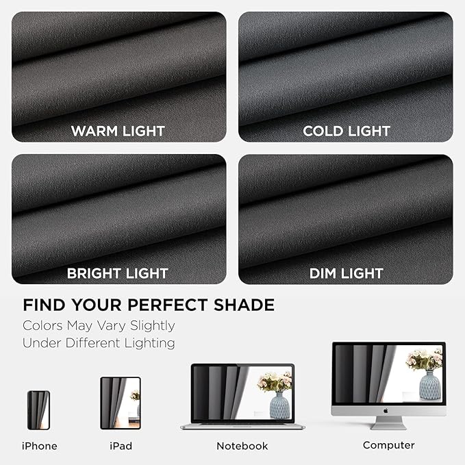 Joydeco Blackout Curtains 45 inch Length 2 Panels Set, Thermal Insulated Long Curtains & Drapes 2 Burg, Room Darkening Grommet Drapes for Bedroom Living Room Windows (W52 x L45 Inch, Light Grey)