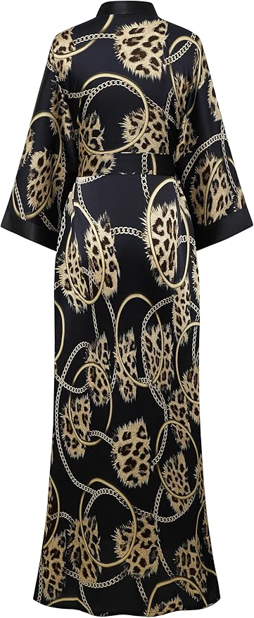 PRODESIGN Kimono Robe for Women - Long Satin Sleepwear Silky Kimono Cover-Up Nightgown Japanese Bathrobe Loungewear Blouse