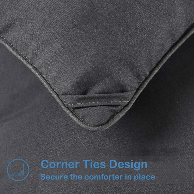 EASELAND Oversized King Down Alternative Comforter - Quilted Duvet Insert for All Seasons, Soft Lightweight with Corner Tabs, Summer Winter Warm Bedding, Dark Grey 98x116 Inches