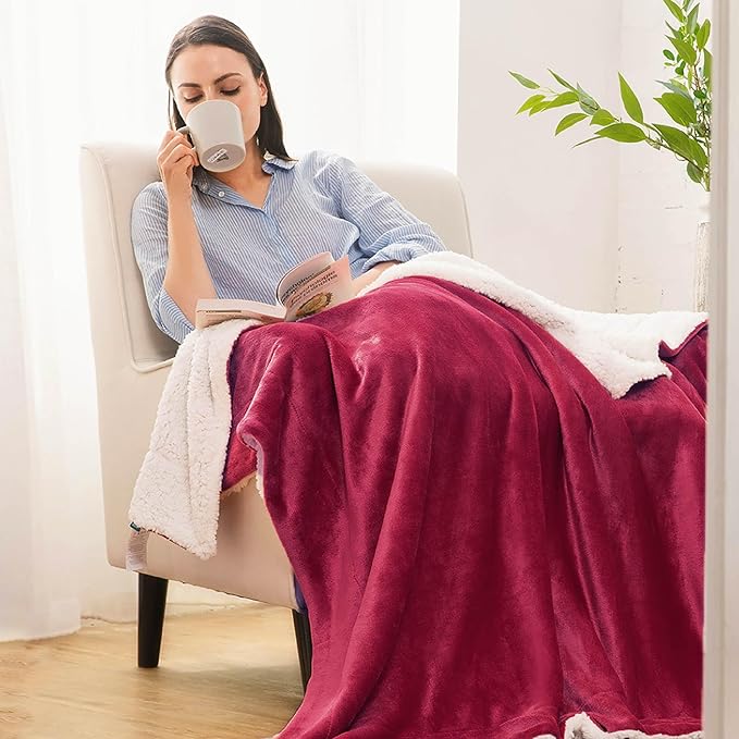 Bedsure GentleSoft Sherpa Fleece Blankets King Size for Bed - Thick and Warm Throw for Girls and Women, Soft Fuzzy Plush King Christmas Blanket for Winter, Red, 108x90 Inches