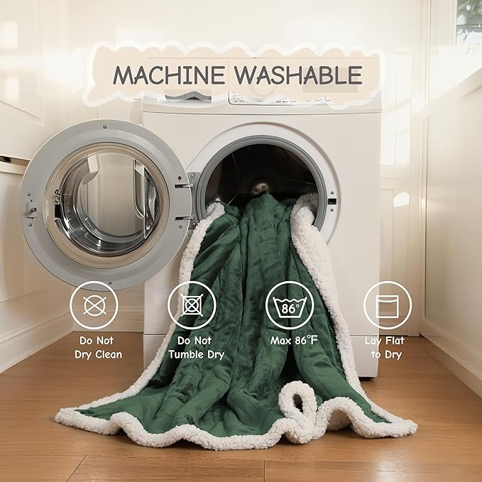 Electric Heated Blanket Throw Size 50"x60", Soft Flannel with Overheat Protection, 6 Adjustable Heat Settings & 3-Hour Auto-Off Timer, Fast Heating for Winter Comfort, Dark Green