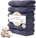 MAURA 6-Pack Premium Turkish Washcloth Set - Ultimate Luxury with Soft, Thick, Super Absorbent, and Oversized Cotton Face Towels - Ideal for a Hotel & Spa Quality Experience in Classic Denim Blue