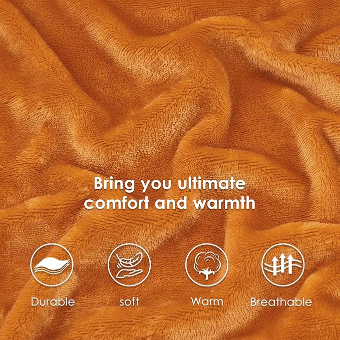 SOCHOW Sherpa Fleece Throw Blanket, Double-Sided Super Soft Luxurious Plush Blanket Twin Size, Burnt Orange, 60x80 inches