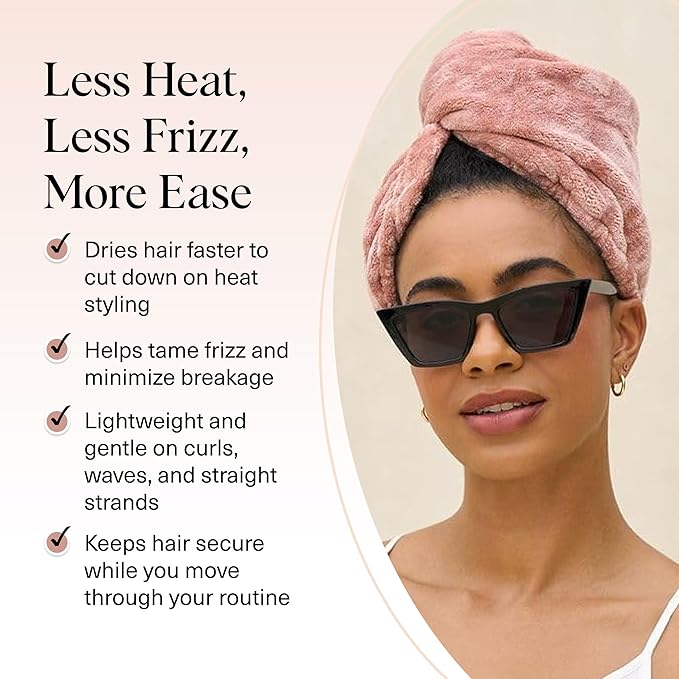 Kitsch Plush Microfiber Hair Towel Wrap for Women - Hair Turbans for Wet Hair, Super Absorbent Drying Towel - Quick Dry, Anti-Frizz - for Long & Short, Wet & Curly Hairs - Terracotta