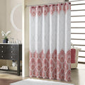 90 Inch Paisley Shower Curtain, Extra Long Water Repellent Fabric with Terracotta & Gray Bohemian Print, 12 Metal Grommets & Weighted Hem, 72x90 Inches