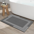 Non Slip Bath Mat, Rubber Backing Ultra Thin Bathroom Rugs Fit Under Door Quick Dry Super Absorbent Washable Bath Rug Shower Mat for Bathroom Floor Bathtub Sink, Easy Care Dark Grey 16"x24"