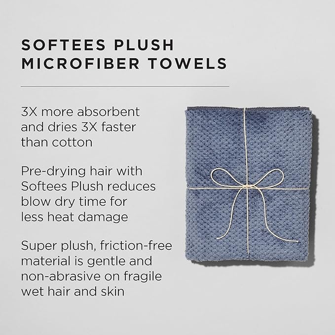 Fromm Softees Plush Microfiber Towels for Hair Salon, Barber, Spa, Ultra Soft Hair Wrap for Drying Hair, Hands, Face, Granite, 20 x 34 Inches, 6 Pack