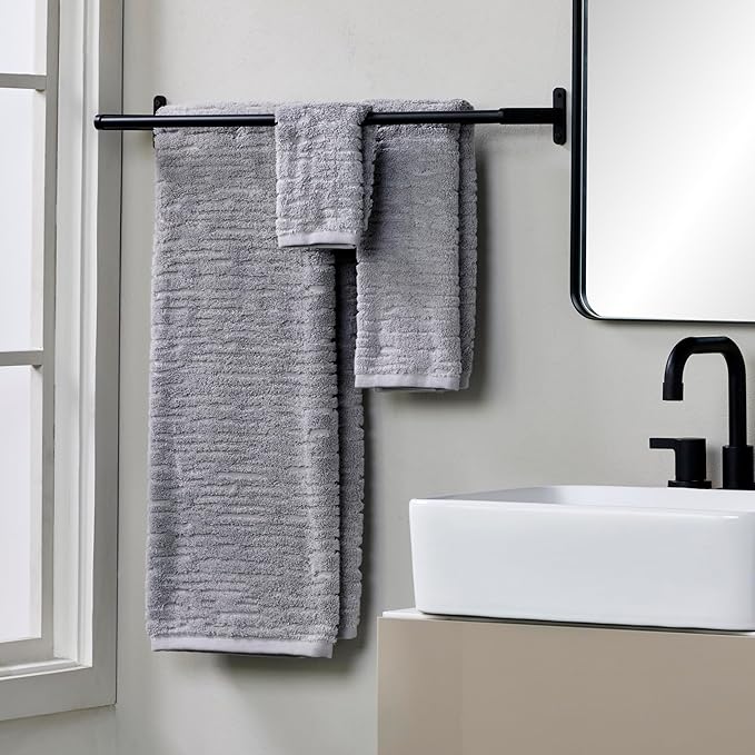 SKL Home CloudSoft Cotton Luxury 6 Pc Towel Set for Bath & Gift, Gray