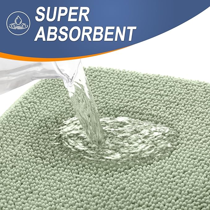 OLANLY Thick Memory Foam Bath Mat Rug 59x20, Extra Soft Absorbent Bathroom Rug, Quick Dry Bath Mats, Non-Slip, Machine Washable Carpet for Bathroom, Tub and Shower, Home Decor Accessories, Sage Green