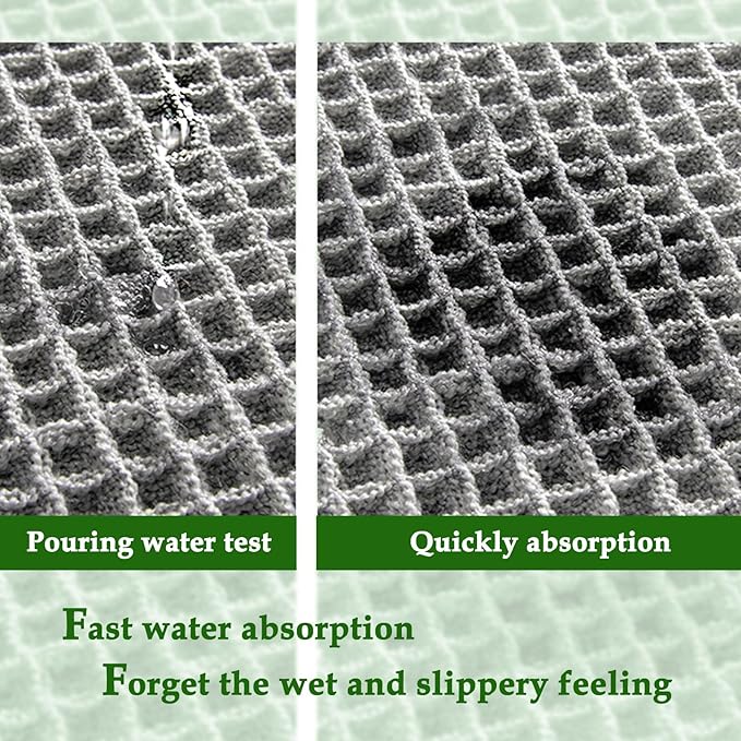 ZALL Grey Waffle Bath Mat,Super Absorbent Non Slip Bathroom Rug,Gray 18x30inch,Machine Washable Ultra Soft Floor Mats