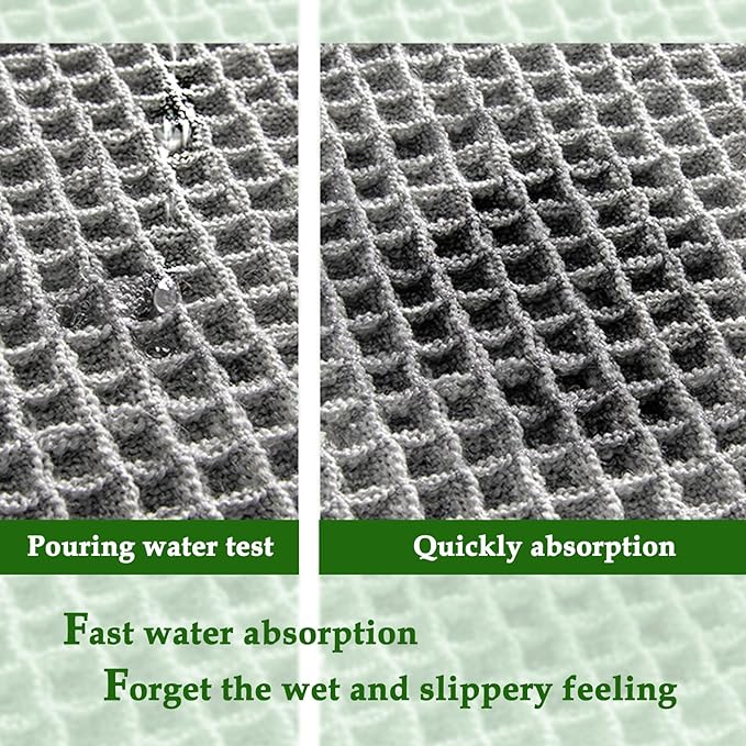 ZALL Grey Waffle Bath Mat,Super Absorbent Non Slip Bathroom Rug,Gray 17x24 inch,Machine Washable Ultra Soft Floor Mats
