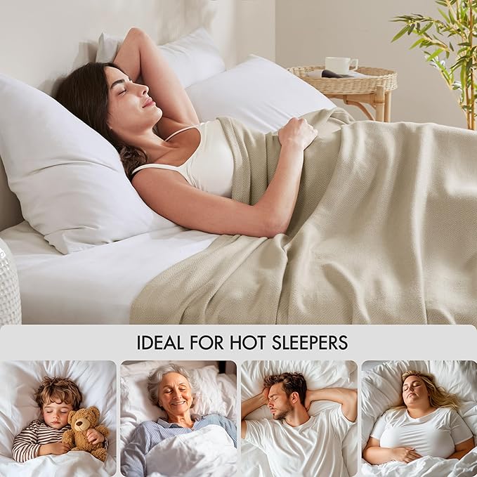 Madison Park King Size Blanket, 70% Rayon Bamboo-Based, 30% Cotton, Breathable for Hot Sleepers Menopause, Ultra Soft and Snag-Resistant, Summer Blanket for Bed or Couch, King 108"x90", Khaki