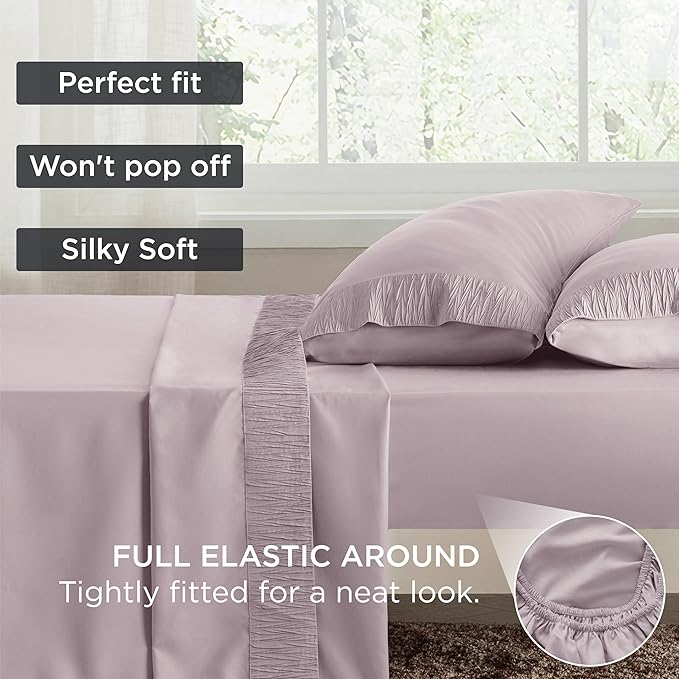 Bedsure Twin Sheets Set - 3 Pieces Soft Twin Bed Sheets - Breathable & Cooling - Hotel Luxury - Easy Care Polyester Microfiber Bedding for Women, Men, Pink Mocha