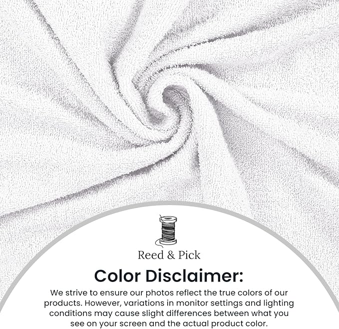 Reed&Pick 24 Pack White Hand Towels 100% Cotton Spa Towels 16x26 inches Highly Absorbable Facial, Gym, Hair and Face Towels in Bulk