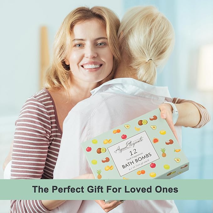 Tropical Fruit Bath Fizzies Set - 12 Large Bubble Bathbombs with Natural Essential Oils in Fruity Scents - Vegan Fizzy Bath Bombs Has Moisturizing Shea Butter and Coconut Oil