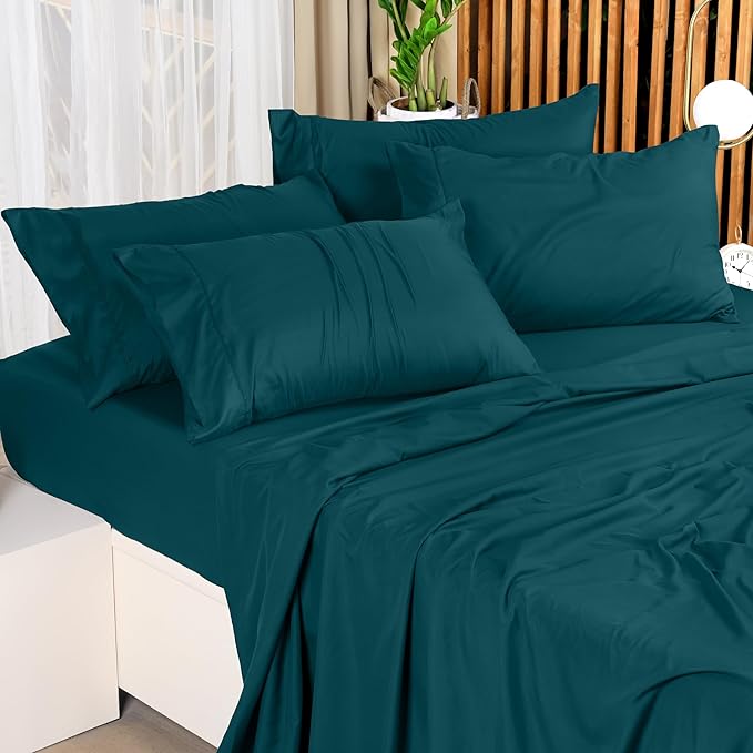 Utopia Bedding King Bed Sheets Set - 4 Piece Bedding - Brushed Microfiber - Shrinkage and Fade Resistant - Easy Care (Teal Green)