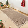 Waffle Runner Bath Mat - Long Boho Bathroom Rugs Non Slip Washable, Super Absorbent & Quick Dry, Soft Bath Mat Farmhouse Bathroom Decor, 24'' x 60'', Khaki