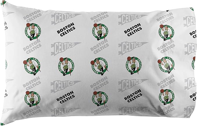 NORTHWEST Officially Licensed Boston Celtics NBA Queen Size Sheet Set – Soft Team Logo Bedding for Dorms, Bedrooms, Fan Caves & Game Day Style