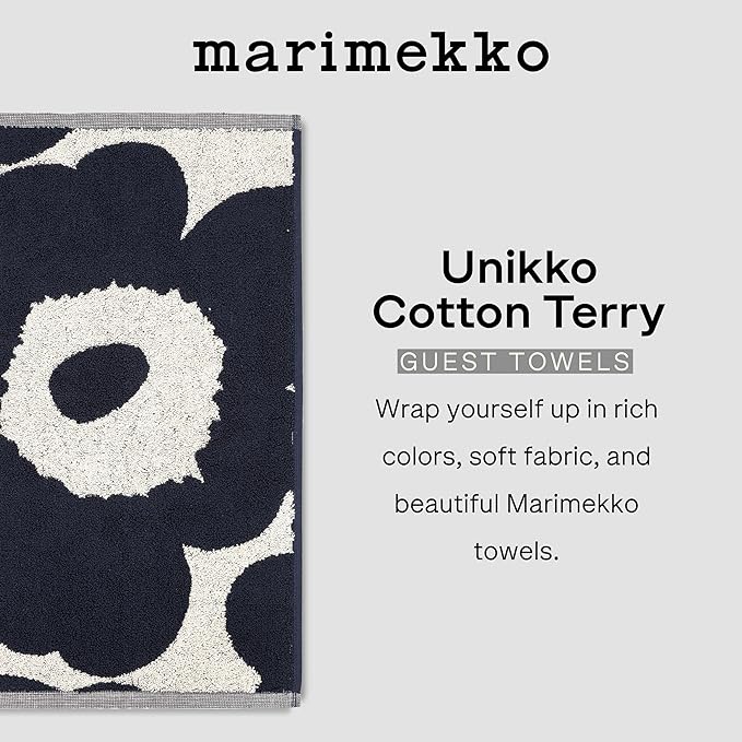 MARIMEKKO Unikko Terry Cotton Guest Towel (Pink) – Floral Patterned Guest Towels – 20 in x 12 in