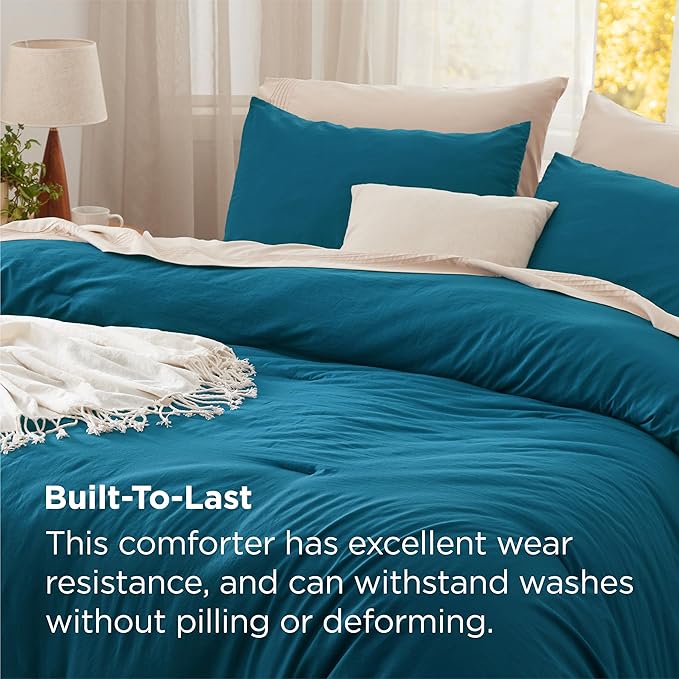 Bedsure Full Size Comforter Set, Teal Soft Prewashed Bedding for All Seasons, 3 Pieces GentleSoft™ Warm Down Alternative Bed Set, 1 Lightweight Comforter (82"x86") and 2 Pillowcases (20"x26")