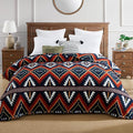 CASAAGUSTO Boho Sherpa Throw Blanket, Aztec Queen Blanket, Ultra Soft, Warm, Cozy, Plush, Thick Fleece Bohemian Throw Blanket for Couch, Bed, Sofa (Navy Blue 90 * 90 Inch)