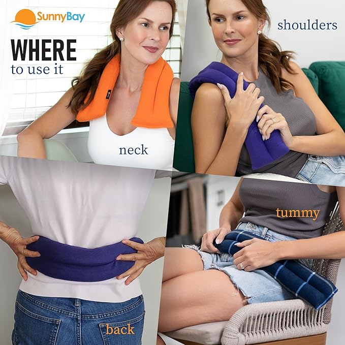 SunnyBay Microwave Heating Pad, Microwavable Heated Neck and Shoulder Wrap, Soothing Weighted Moist Heat or Ice Pack with Flaxseed and Lavender, 26x5 Inches, 2.5 lbs, Buffalo