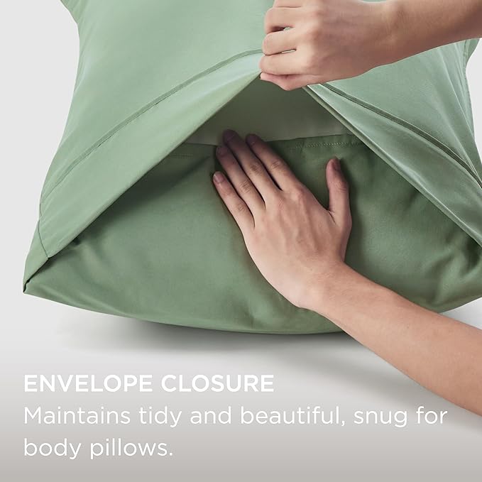 Bedsure Body Pillow Case Cover - Sage Green Brushed Microfiber Long Pillow Cases, Ultra Soft and Cozy Body Pillowcase with Envelope Closure, Wrinkle, Fade and Stain Resistant, 1 Pack, 20x54 Inches