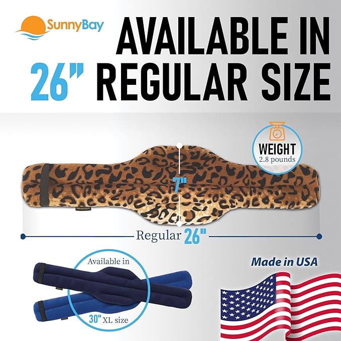 SunnyBay Microwave Heating Pad, Microwavable Heated Neck and Shoulder Wrap, Weighted Hands-Free Beanbag Pack with Wide Neck Coverage, 2.5 lbs, 26 Inches Long-Length, Made in USA, Leopard