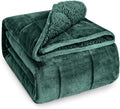 Wemore Sherpa Fleece Weighted Blanket for Adult, 15 lbs Dual Sided Cozy Fluffy Heavy Blanket, Ultra Fuzzy Throw Blanket with Soft Plush Flannel Top, 80 x 87 inches, Green on Both Sides