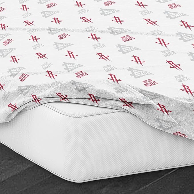 Northwest Officially Licensed Houston Rockets NBA Queen Size Sheet Set – Soft Team Logo Bedding for Dorms, Bedrooms, Fan Caves & Game Day Style