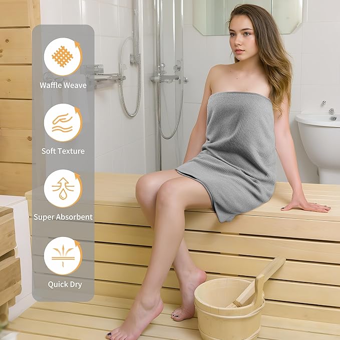 POLYTE Microfiber Oversize Quick Dry Lint Free Waffle Bath Towel for Body, 60 x 30 in, Set of 2