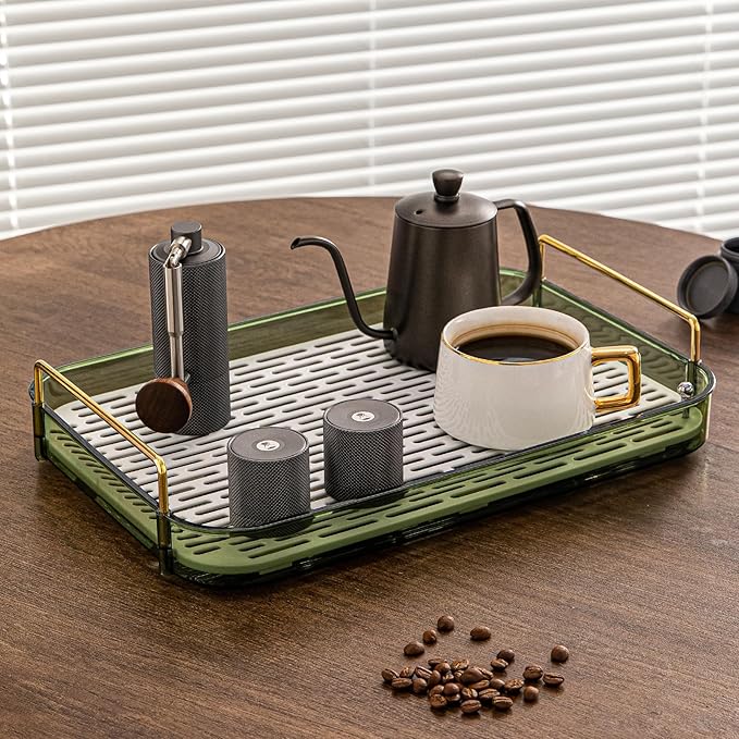 Seoneiro Whiskey Tray, Glass Cup Rack, Mug Holder, Coffee Cup Organizer, Bathroom Countertop with Drain Board Wine Glass Decorative Organizer, Food Tray, Kitchen Spice Rack