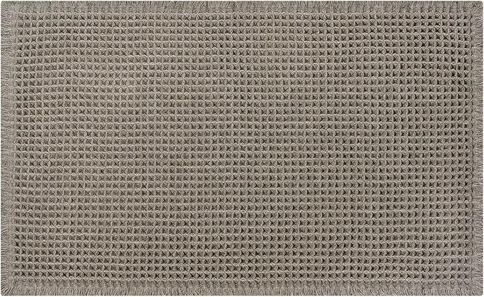 Waffle Bath Mat - Boho Bathroom Rugs Non Slip Washable, Super Absorbent & Quick Dry, Soft Bath Mat Farmhouse Bathroom Decor, 20'' x 48'', Olive Green
