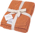 Knit Baby Blanket in Cable Pattern, Organic Cotton Blankets for Crib or Stroller, Receiving Blankets - Sunset Orange