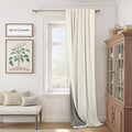 Extra Wide Room Darkening 90 Inch Curtains 2 Panels for Living Room Ivory Cream Colored Linen Blackout Curtain for Bedroom Windows 120 to 140 Privacy Thermal Window Drapes Back Tab Pocket 70x90 Long