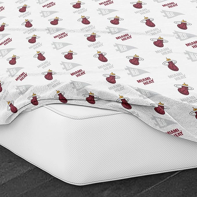 Northwest Officially Licensed Miami Heat NBA Twin Size Sheet Set – Soft Team Logo Bedding for Dorms, Bedrooms, Fan Caves & Game Day Style