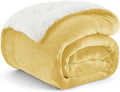Bedsure GentleSoft Sherpa Fleece Throw Blanket Twin Size for Couch - Thick and Warm Throw for Women and Men, Soft Fuzzy Plush Twin Blanket for Winter, Yellow, 60x80 Inches