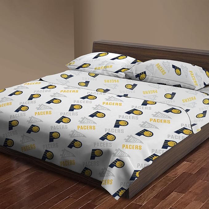 Northwest Officially Licensed Indiana Pacers NBA Twin Size Sheet Set – Soft Team Logo Bedding for Dorms, Bedrooms, Fan Caves & Game Day Style