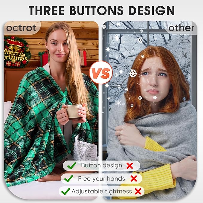 Electric Heated Blanket King Size, 90X100 Christmas Blanket with Dual Control&10 Heats Levels&Timer for Bed,Large Green Plaid Soft Sherpa Heating Blankets Warmer Gifts for Grandma Women Adults