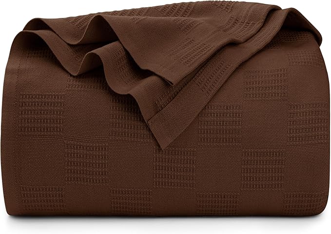Utopia Bedding Brown 100% Cotton Blanket [Twin Size - 90x72 Inch] 350GSM Lightweight, Soft and Breathable Thermal Blanket for All Seasons