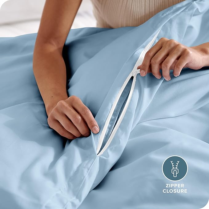 Bare Home Bedding Duvet Cover Extra Long Size - Premium 1800 Super Soft - Lightweight, Cooling Duvet Cover - Soft Breathable Bedding (Twin/Twin XL, Light Blue)