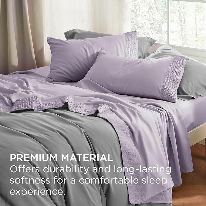 Bedsure Full Size Bed Sheets - 4 Pieces Soft Full Sheet Set - Breathable & Cooling - Hotel Luxury - Easy Care Polyester Microfiber Bedding for Women, Men, Lavender