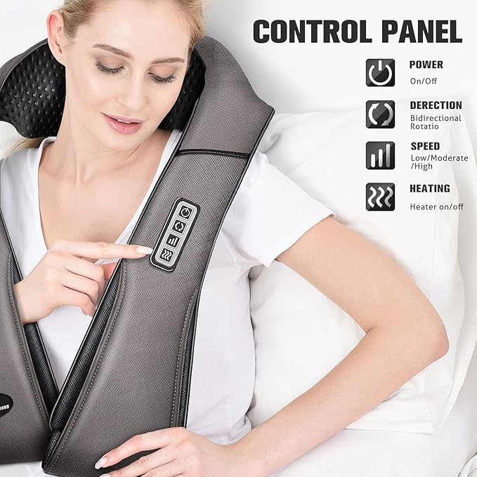 MagicMakers Neck Massager with Heat Gifts for Women, Men, Dad, Mom, Family, Friend, Mothers Day, Fathers Day, Christmas, Shiatsu Kneading Back Massager for Shoulder, Pain Relief, Muscle Soreness