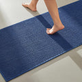 Bathroom Runner Rugs, Long Bath Mat Runner Washable Thin Quick Dry Low Pile Bathroom Runner Rugs Non Slip, Navy Blue 24"x70"